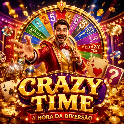 Roda colorida do Crazy Time pronta para girar no cassino ao vivo